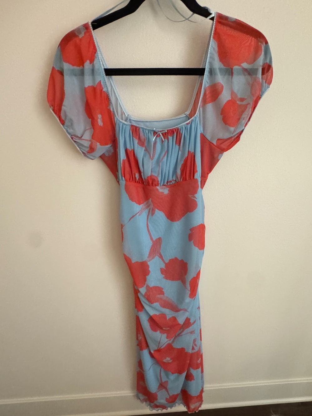 Anthropologie Maeve Puff-Sleeve Square-Neck Mesh Midi Dress - Picture 5 of 5